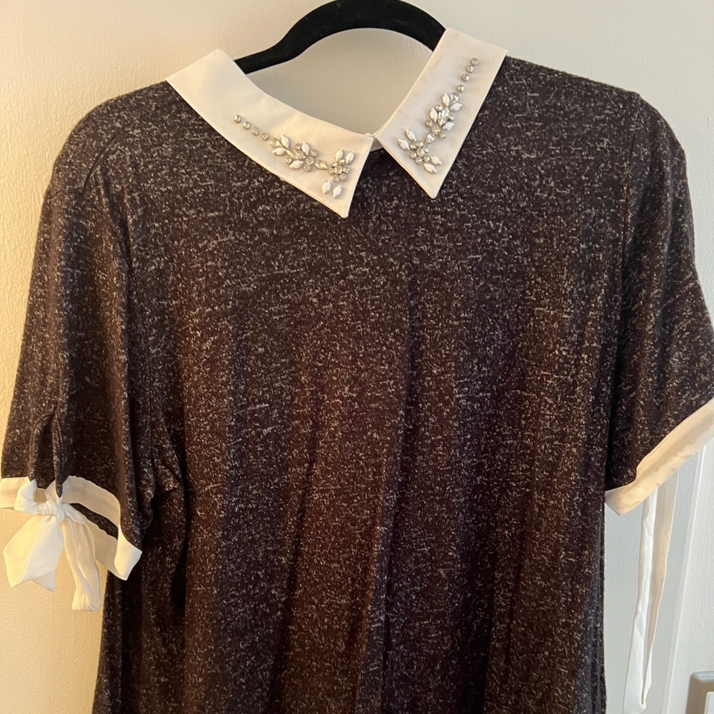 Cute grey collared shirt with gems